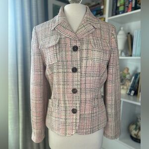 Silk Blend Women's Pink Tweed Blazer